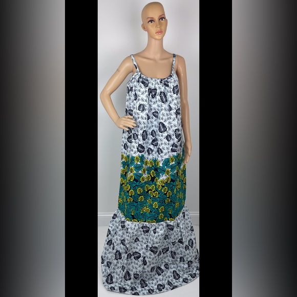 African Print Ankara Floral Print Sleeveless Maxi Dress - Picture 1 of 6
